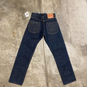 evisu dark wash japanese denim straight leg jeans